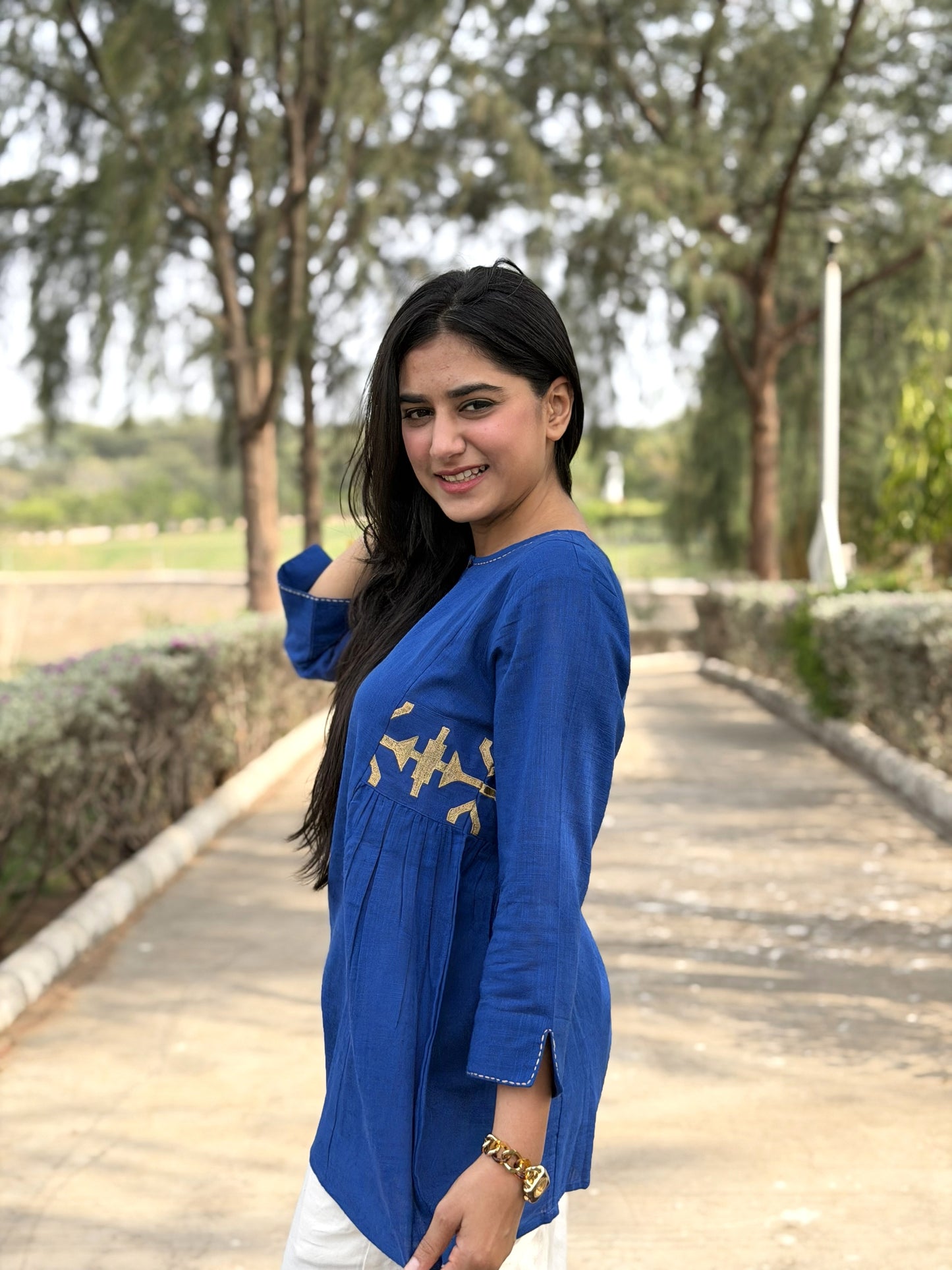 ZARIA Royal Blue Cotton Short Top
