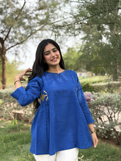 ZARIA Royal Blue Cotton Short Top