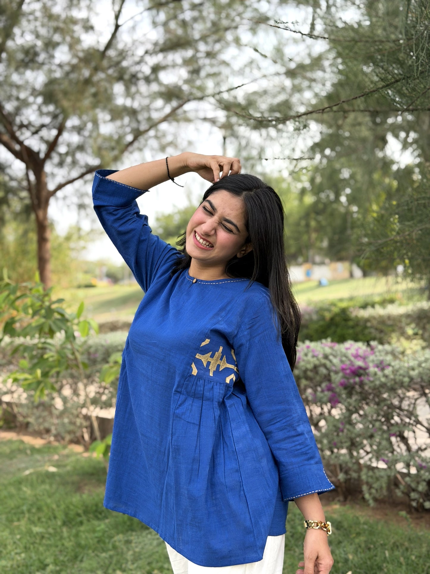 ZARIA Royal Blue Cotton Short Top