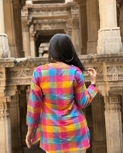RUHI Rainbow Checks South Cotton Top
