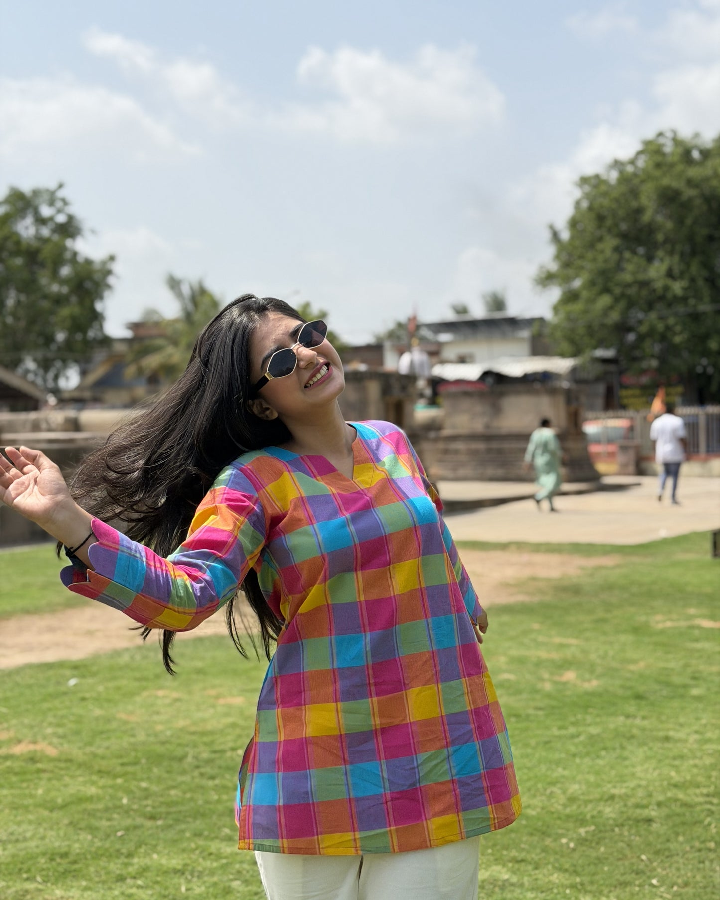 RUHI Rainbow Checks South Cotton Top
