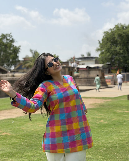RUHI Rainbow Checks South Cotton Top