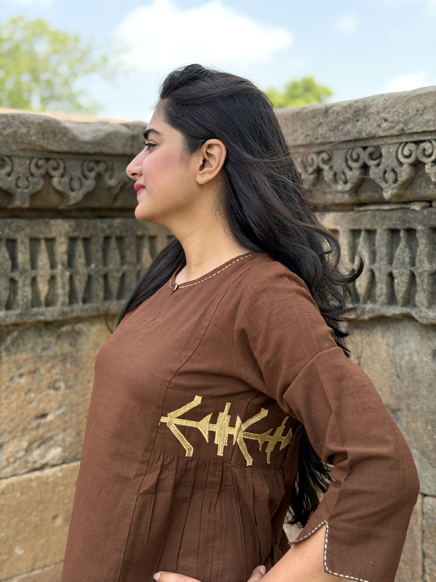 ZARIA Cocoa Brown Cotton Short Top