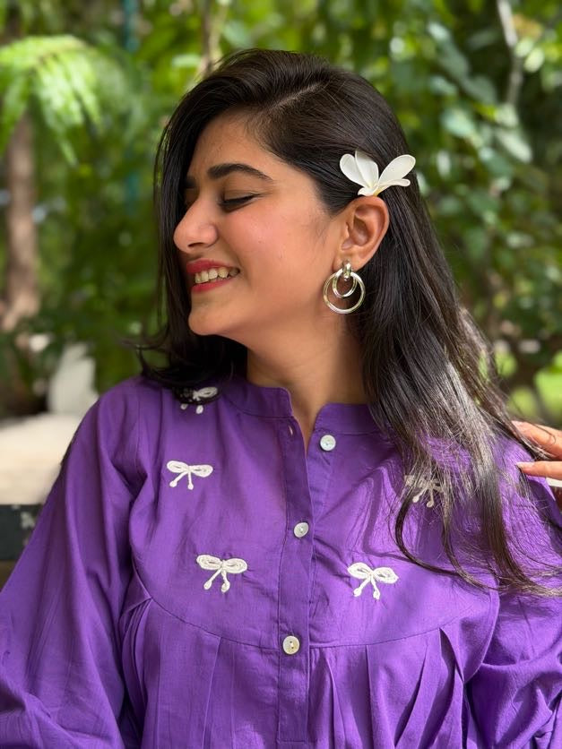 AVIRA Purple Dori Work Cotton Short Top