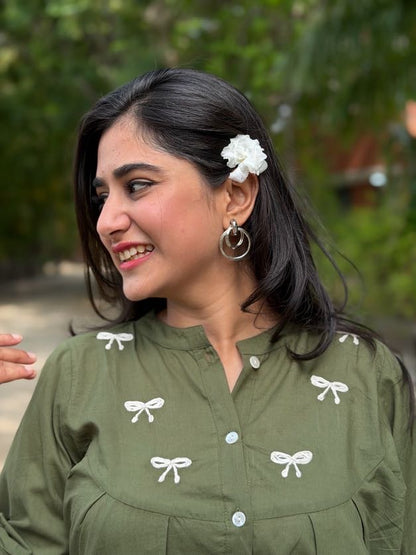 AVIRA Green Dori Work Cotton Short Top