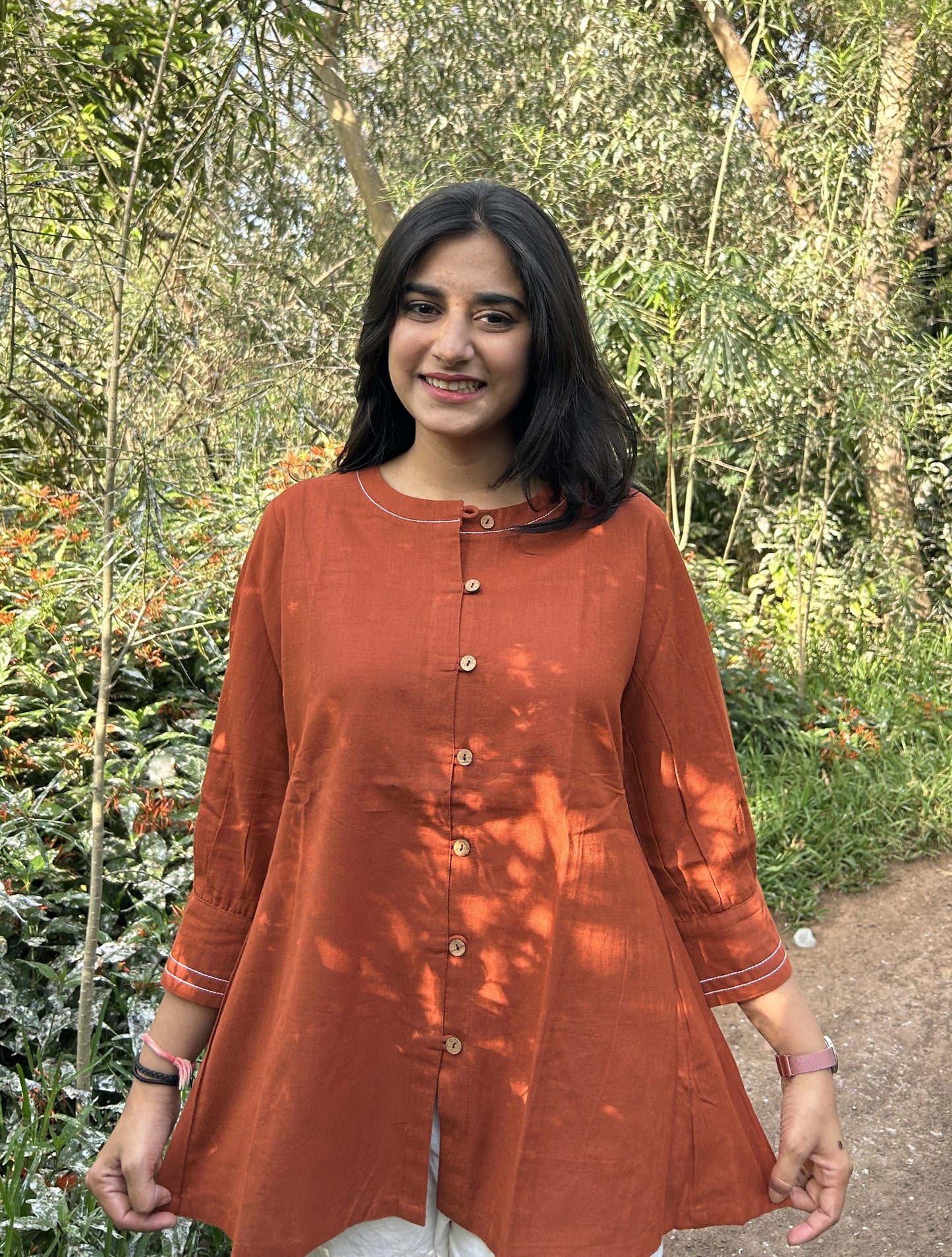 OLIVIA Rust Cotton Short Top