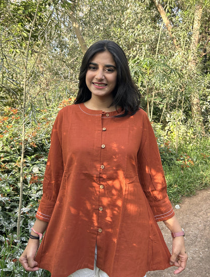 OLIVIA Rust Cotton Short Top