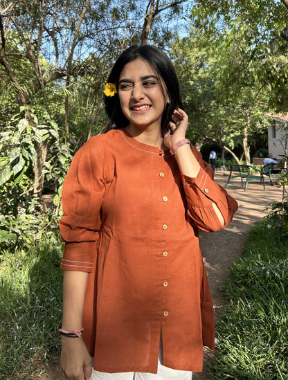 OLIVIA Rust Cotton Short Top