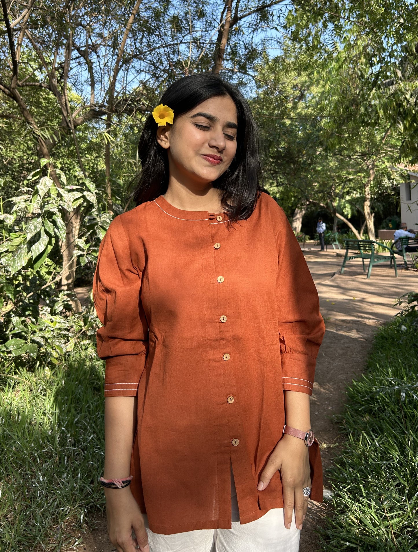 OLIVIA Rust Cotton Short Top