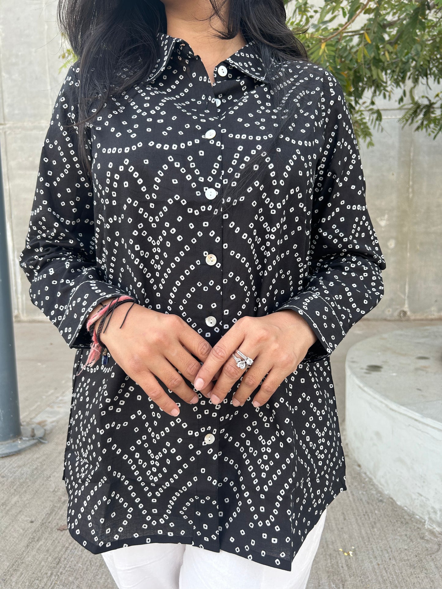 RIVA Classic Black Bandhani Cotton Shirt