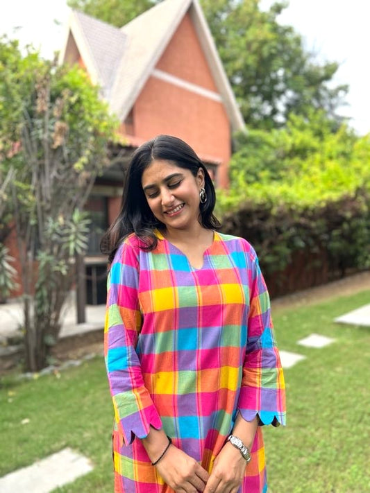 RUHI Rainbow Checks South Cotton Top