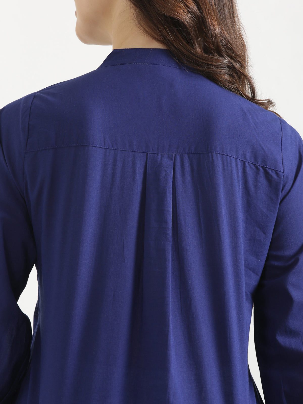 LIVAE Navy Blue Handwork Cotton Short Top