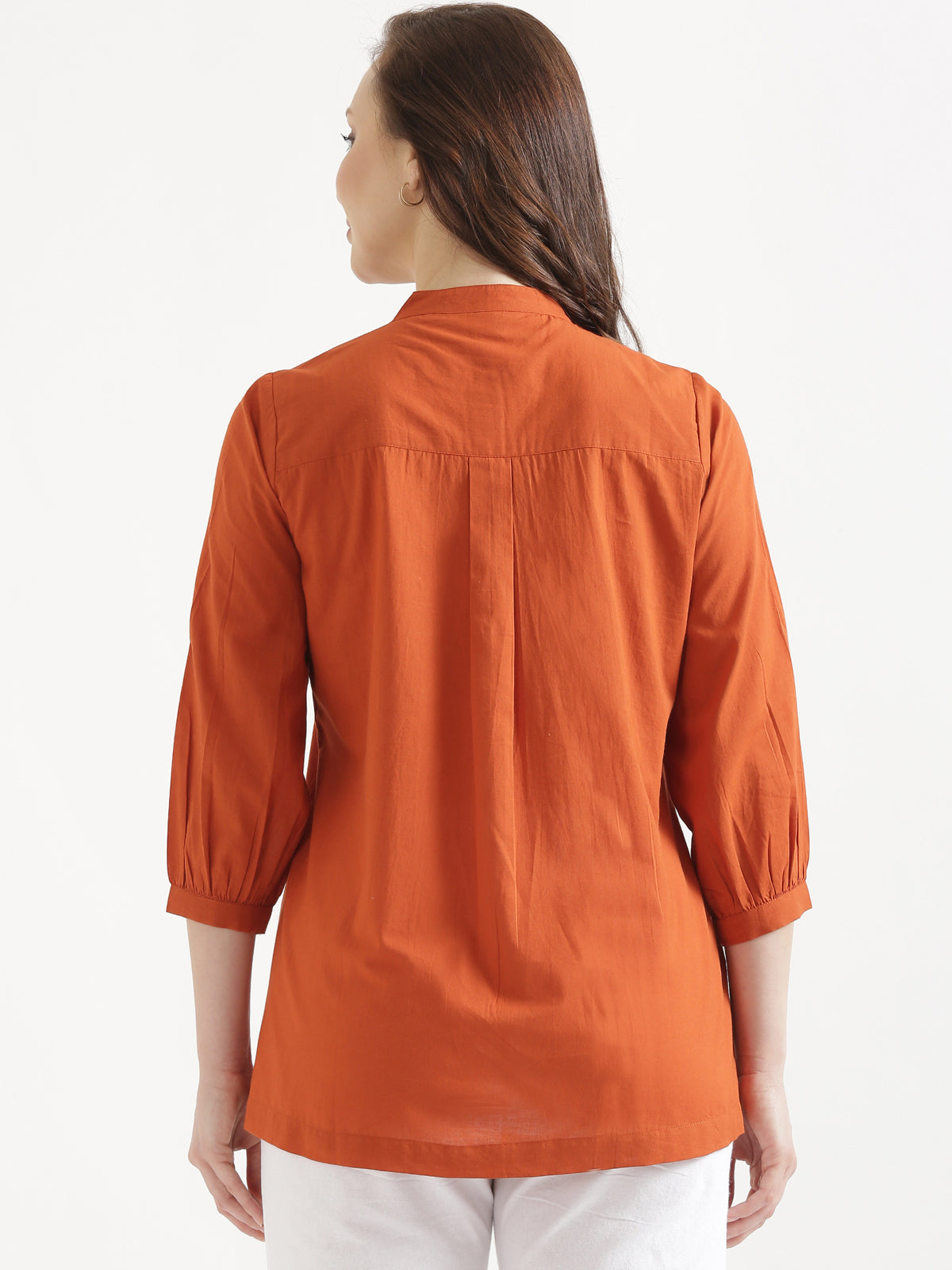 LIVAE Rust Handwork Cotton Short Top