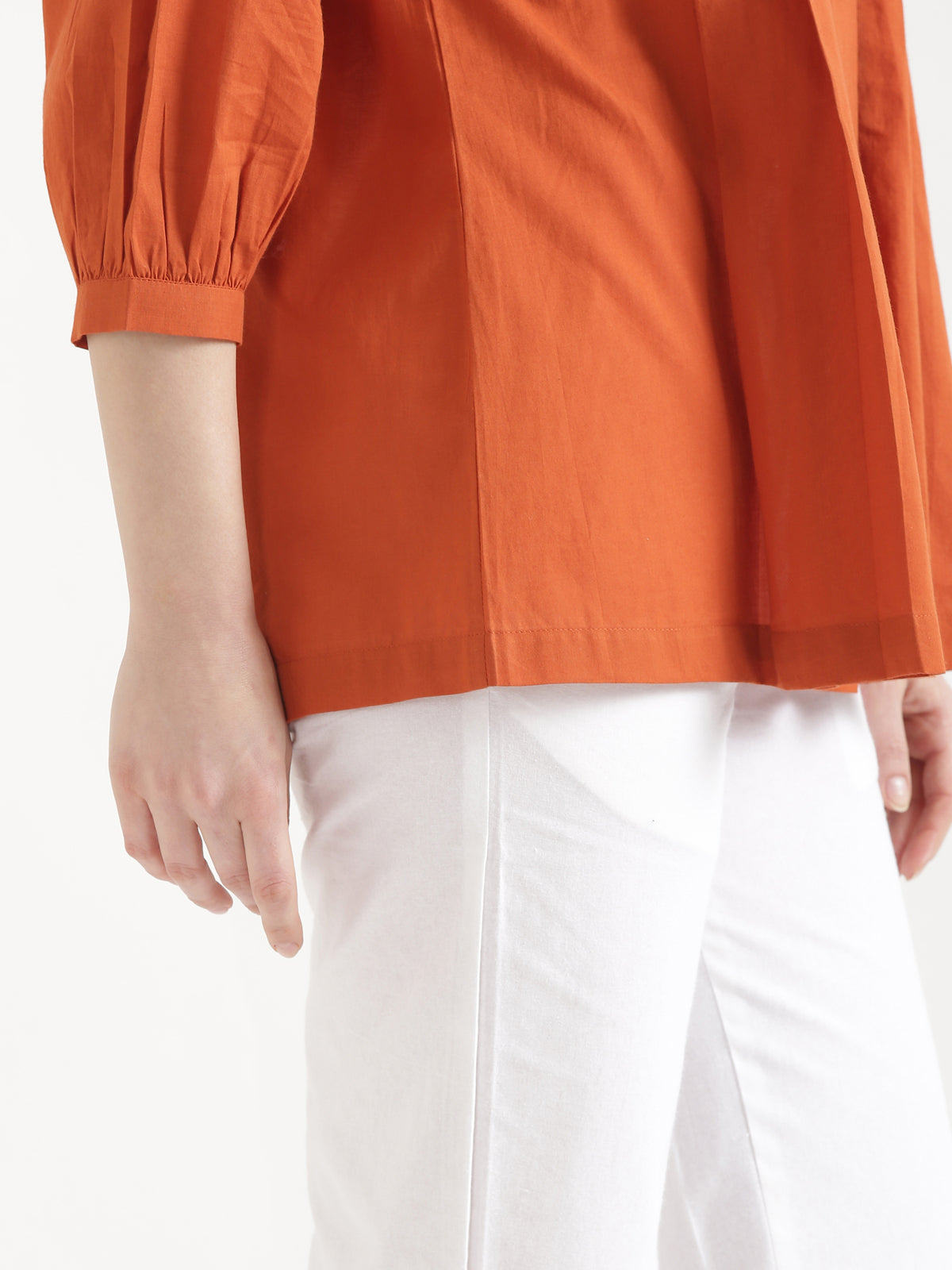 LIVAE Rust Handwork Cotton Short Top