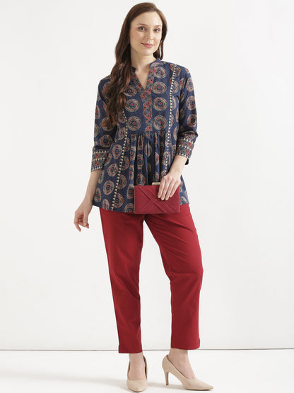 Women Maroon Cotton Pant