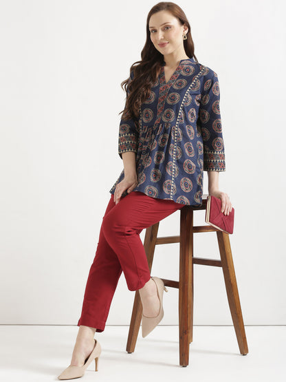 Women Maroon Cotton Pant