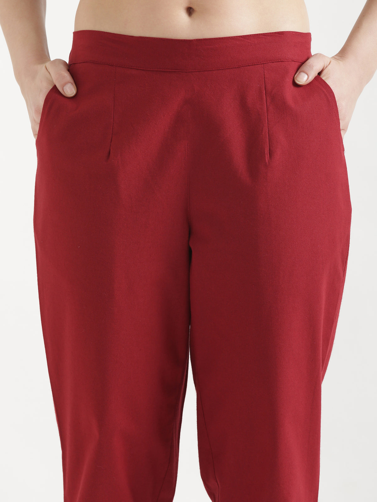 Women Maroon Cotton Pant