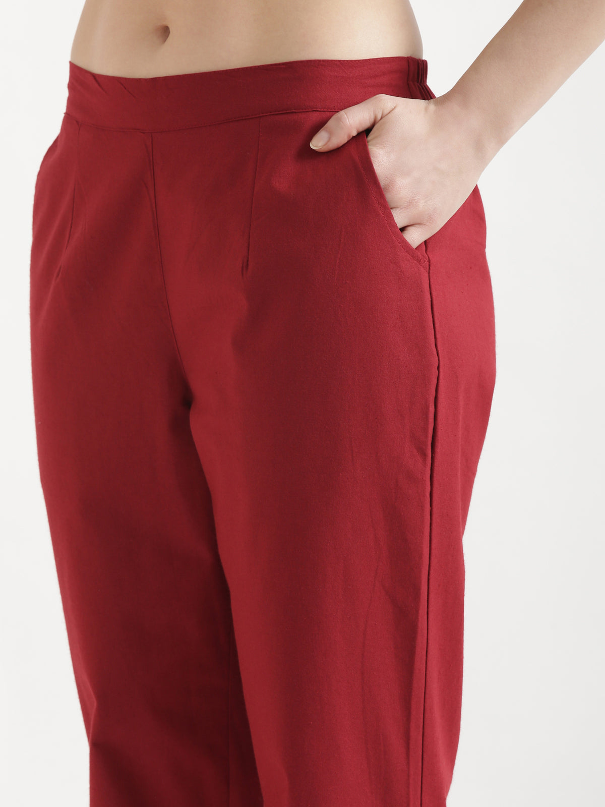 Women Maroon Cotton Pant