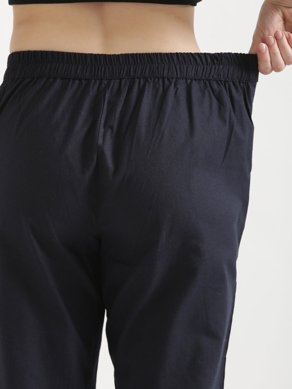 Women Navy Blue Cotton Pant