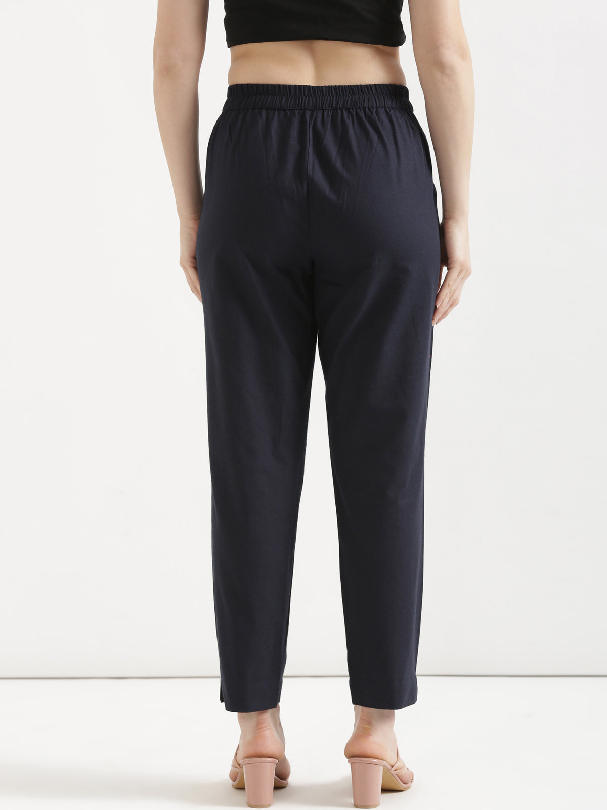 Women Navy Blue Cotton Pant