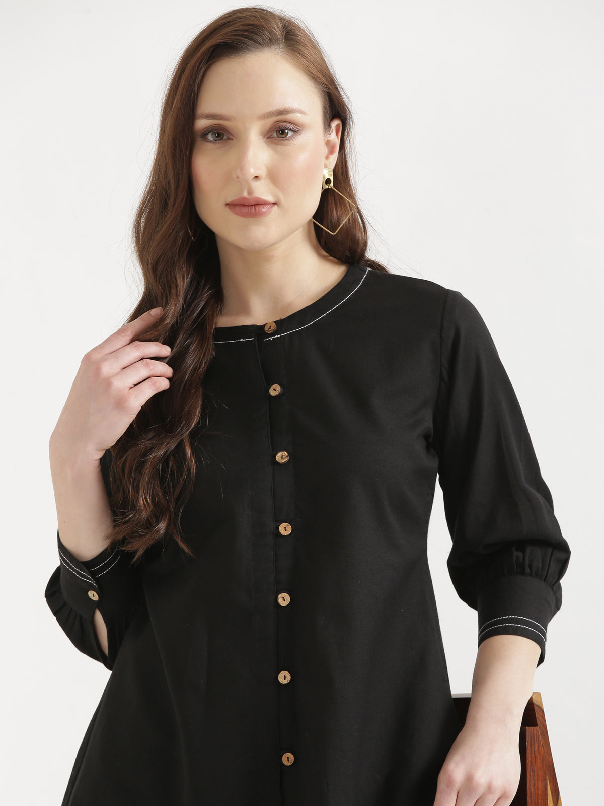 OLIVIA Black Cotton Short Top
