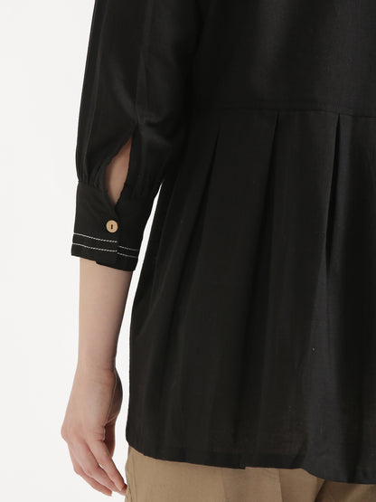 OLIVIA Black Cotton Short Top