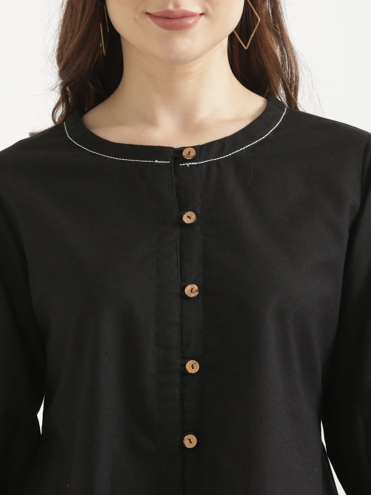 OLIVIA Black Cotton Short Top