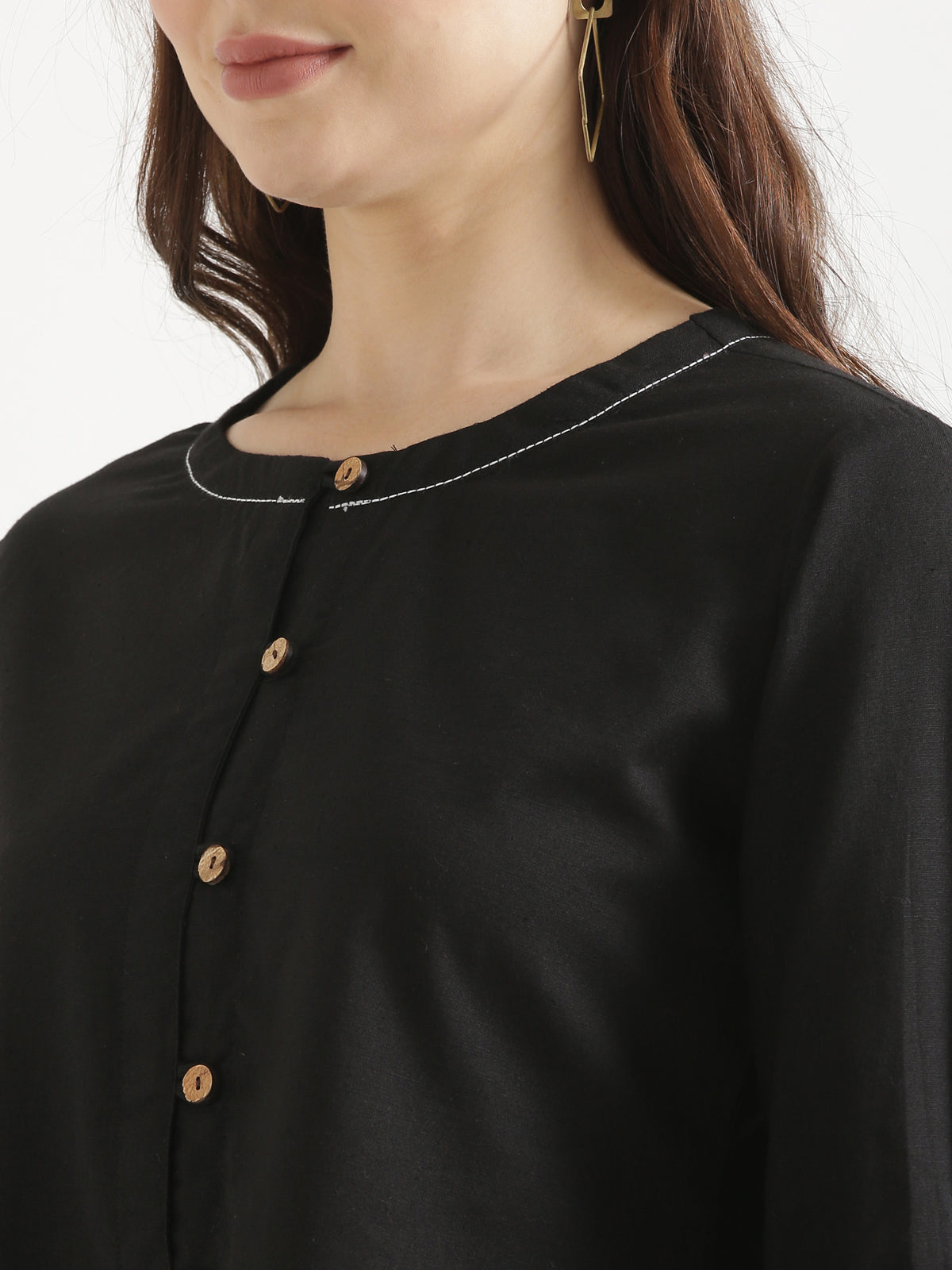 OLIVIA Black Cotton Short Top