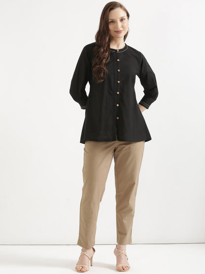 OLIVIA Black Cotton Short Top