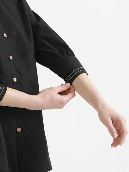 OLIVIA Black Cotton Short Top