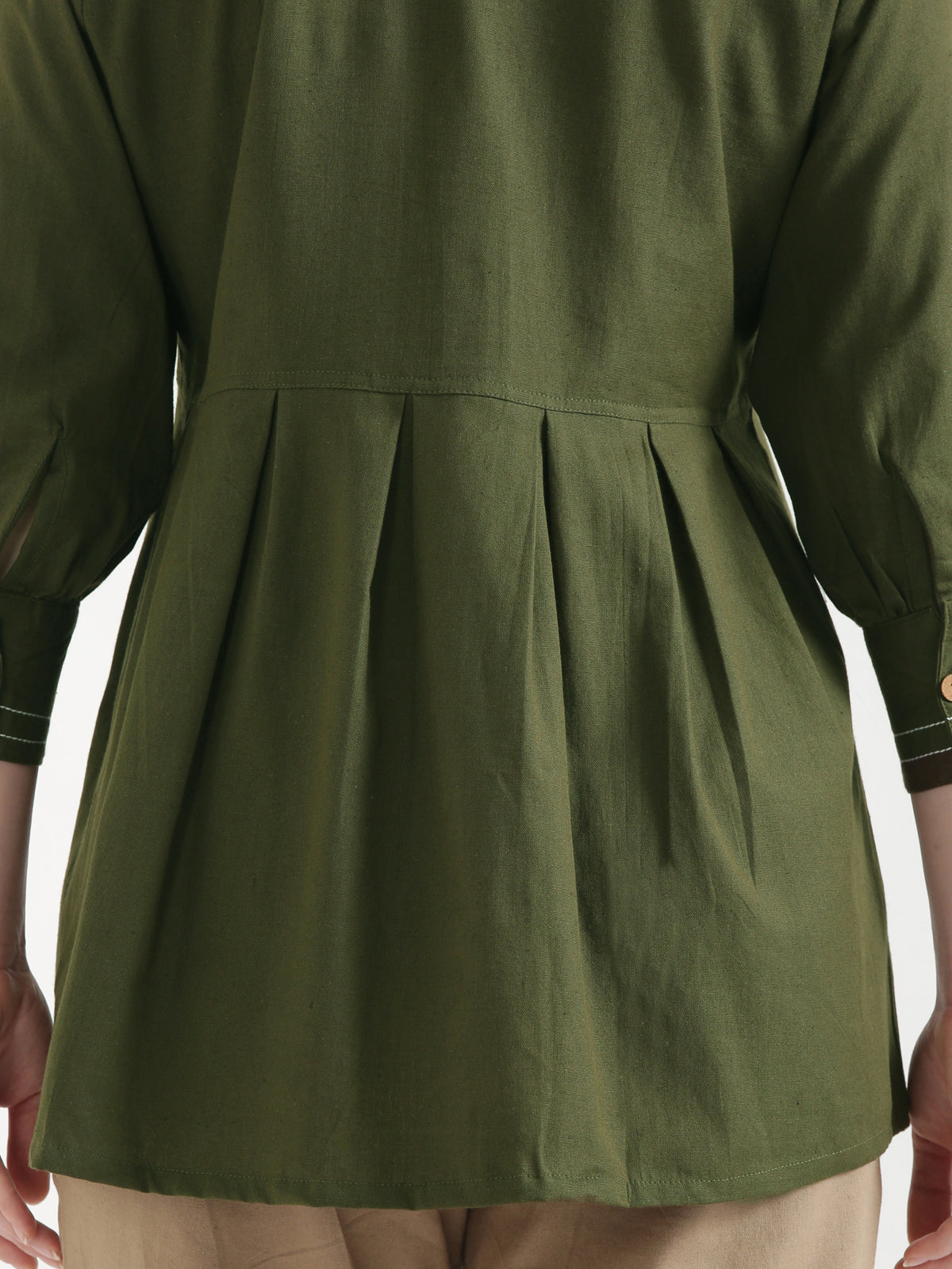 OLIVIA Olive Green Cotton Short Top