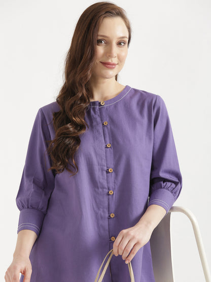 OLIVIA Purple Cotton Short Top