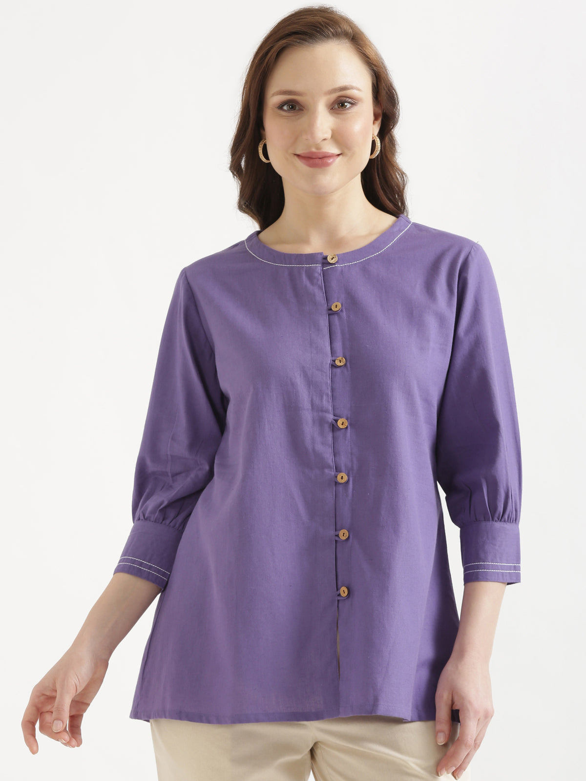 OLIVIA Purple Cotton Short Top