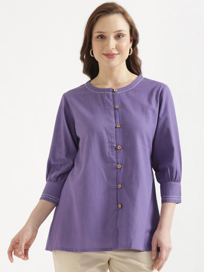 OLIVIA Purple Cotton Short Top
