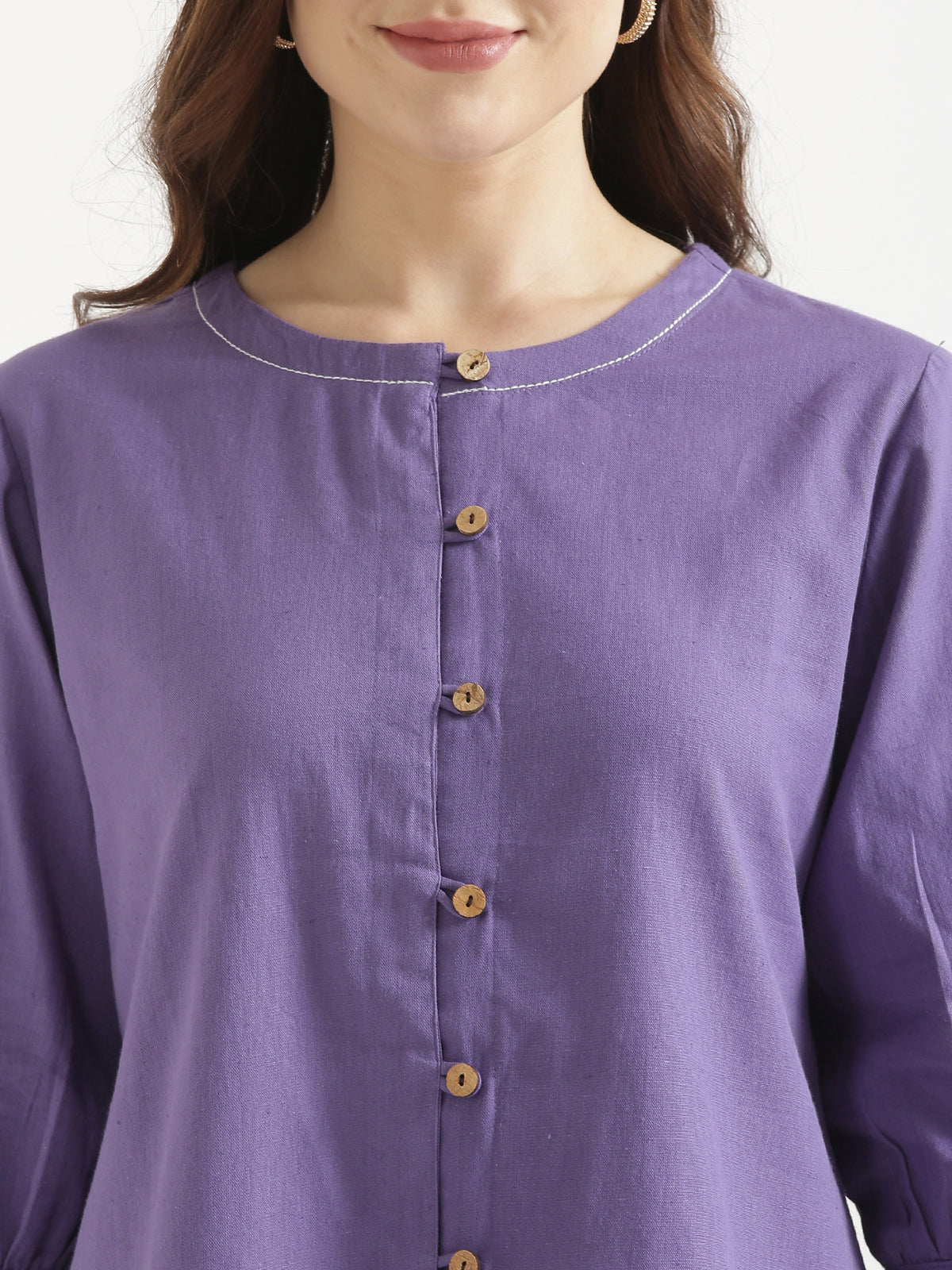 OLIVIA Purple Cotton Short Top