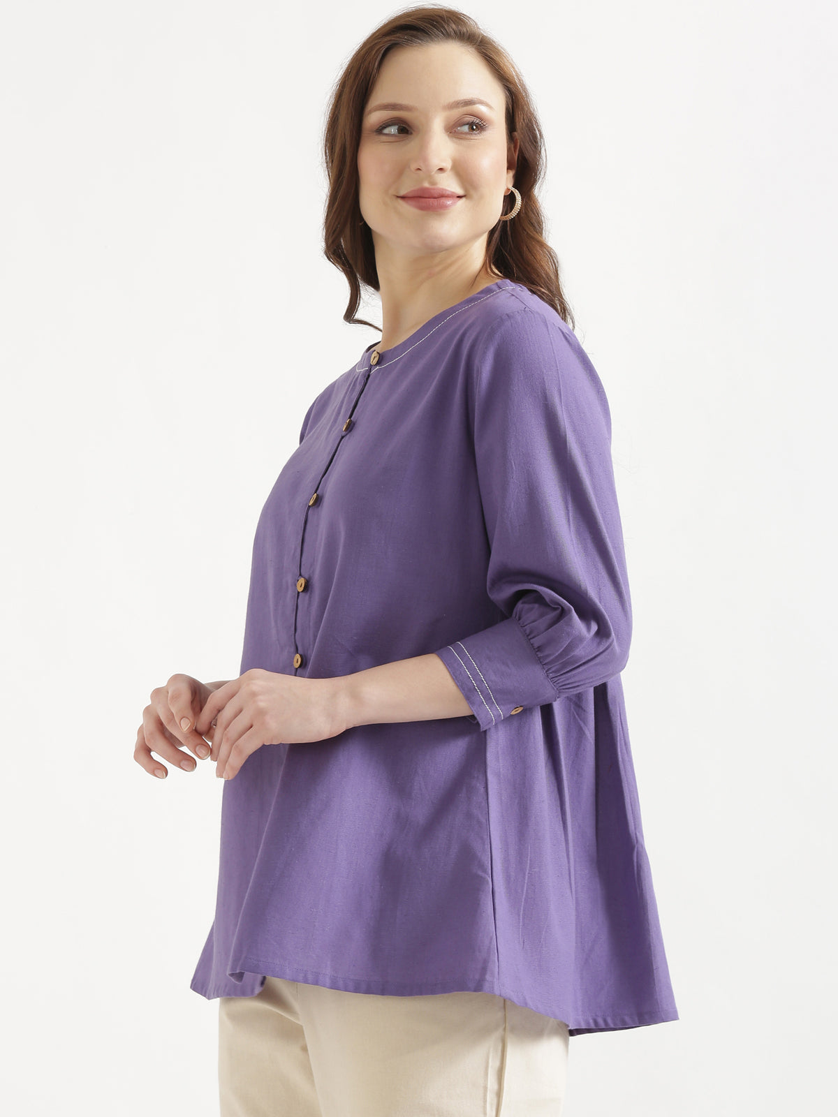 OLIVIA Purple Cotton Short Top