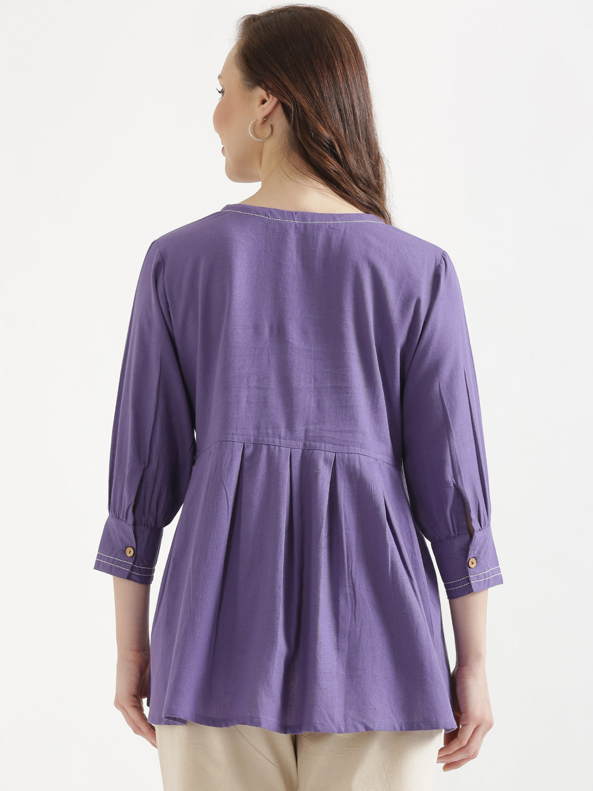 OLIVIA Purple Cotton Short Top