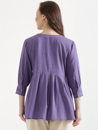 OLIVIA Purple Cotton Short Top
