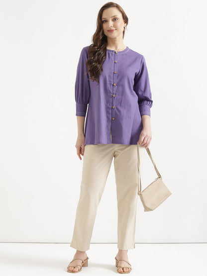 OLIVIA Purple Cotton Short Top