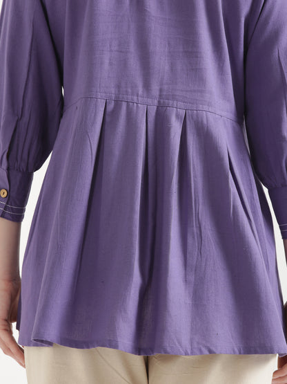 OLIVIA Purple Cotton Short Top