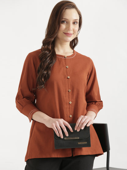 OLIVIA Rust Cotton Short Top