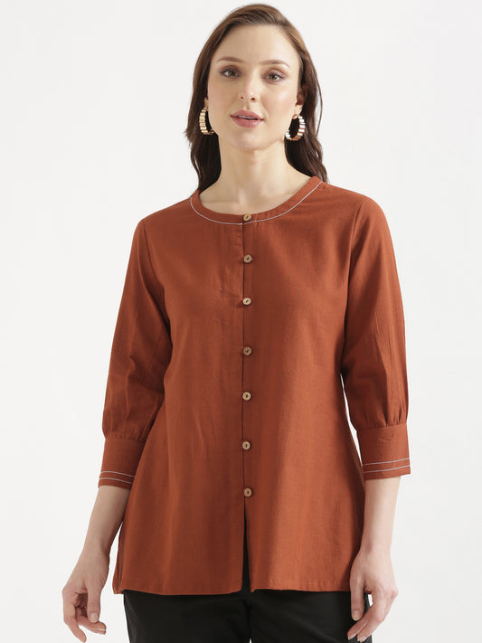 OLIVIA Rust Cotton Short Top