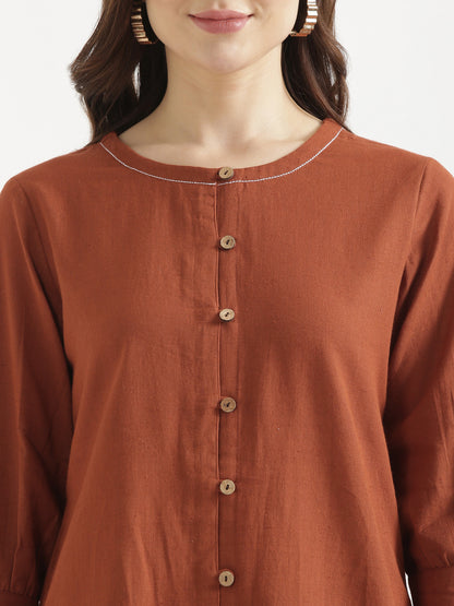 OLIVIA Rust Cotton Short Top