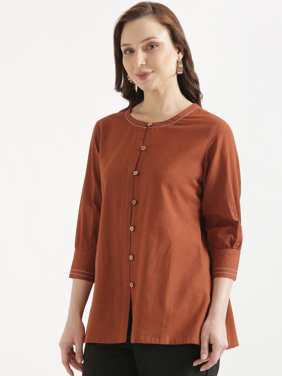 OLIVIA Rust Cotton Short Top