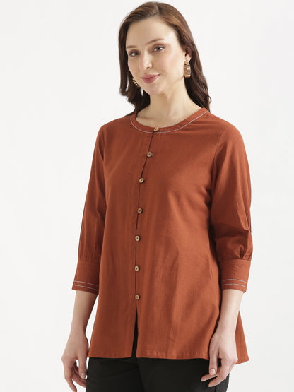 OLIVIA Rust Cotton Short Top