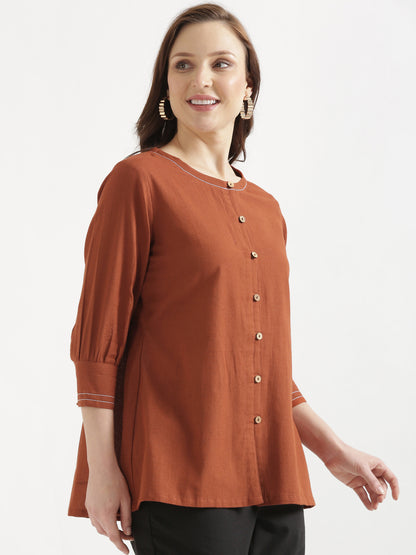 OLIVIA Rust Cotton Short Top