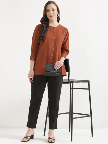 OLIVIA Rust Cotton Short Top