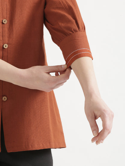 OLIVIA Rust Cotton Short Top