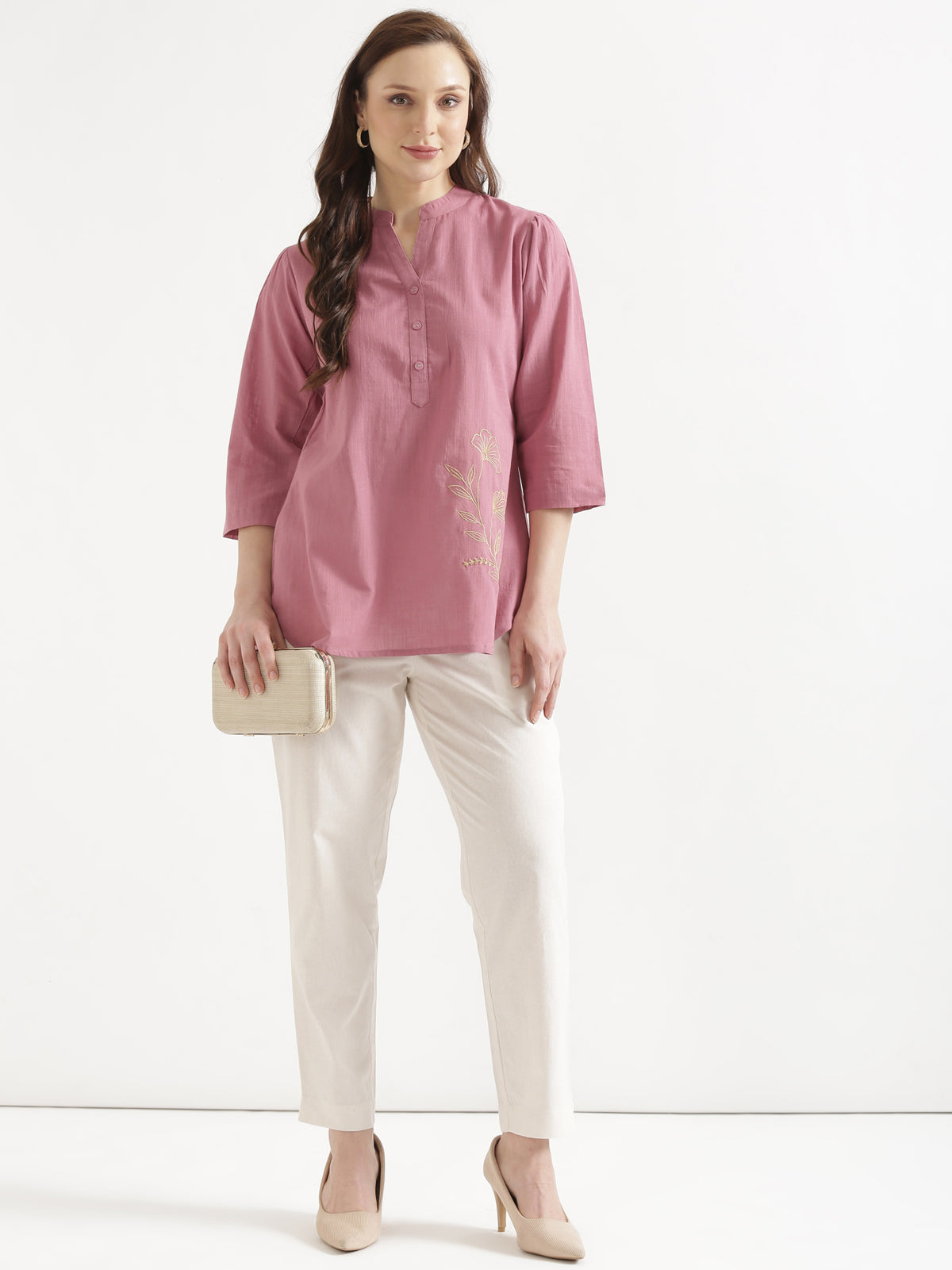 Women Off White Cotton Pant