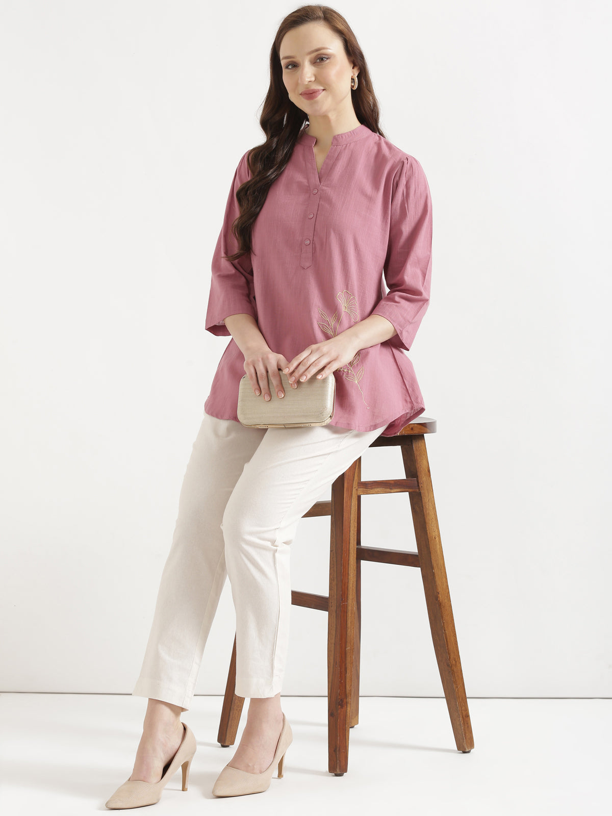 Women Off White Cotton Pant